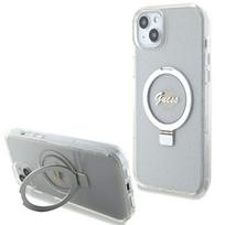 Guess MagSafe dėklas su žiedu iPhone 15/14 Plus – skaidrus