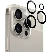 NEVOGLASS 3D Apsauginis stiklas kamerai (skaidrus/juodas, iPhone 17 Pro)