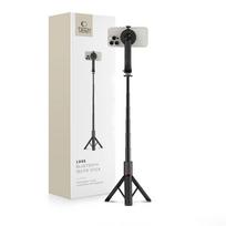 Juoda Tech-Protect L04S Bluetooth asmenukių lazda su trikoju iki 95 cm ir 360° galvute