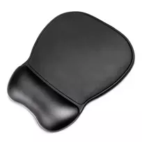 Ergonomiškas pelės kilimėlis su gelevine riešo atrama iš eko odos, didelis, antisuslydus - juodas