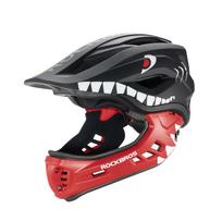 Rockbros TT-32006 Shark vaikų dviračio šalmas su nuimama žande S dydis (48-52 cm) - Juoda