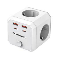 Wozinsky WKZ-4B maitinimo kubas: 4 AC, 2 USB-A, 2 USB-C, 20 W PD, baltas