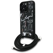 Karl Lagerfeld Crossbody Grained Pattern & Logo dėklas iPhone 16 Pro Max - Juodas