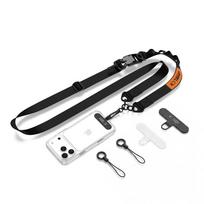 Tech-Protect C9S Rope Crossbody telefono dirželis, juodai oranžinis