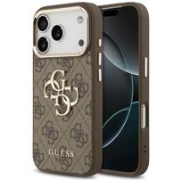 Guess 4G Big 4G Classic Logo dėklas, skirtas iPhone 17 Pro Max ir 18 Pro Max, rudos bei aukso spalvų