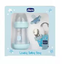 Chicco Dovanų rinkinys naujagimiui berniukui su buteliuku ir čiulptuku