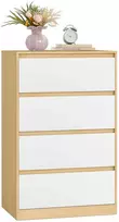 Songmics Naktinis staliukas su 4 stalčiais, ąžuolo smėlio ir baltos spalvos, 60,2 × 40,4 × 97,4 cm