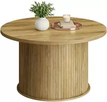 Songmics Kavos staliukas su tambūro dizainu, natūraliai rudas, Ø 80 × 45 cm