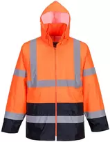 Gero matomumo kontrastingų spalvų PORTWEST H443 striukė nuo lietaus, Dydis: XS, Pw spalvos: Oranžinis/Navy