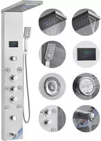 Dušo panelio sistema su LED ekranu, 8 hidromasažo purkštukais, lietaus ir krioklio režimais
