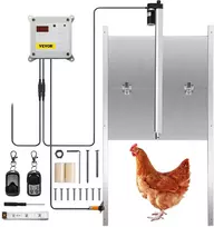 Automatinės vištidės durų atidarymo sistema 12V, 30x30 cm, su šviesos jutikliu ir 2 pultais