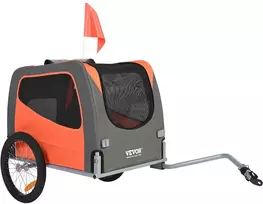 Sulankstoma šunų dviračio priekaba, iki 30 kg, oranžinė/pilka