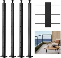 Turėklo stulpelių rinkinys 4 vnt., balkono tvorelei 914x100x100 mm, nerūdijančio plieno stulpeliai
