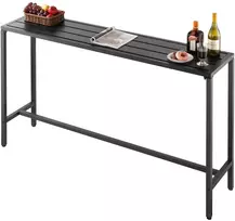 Aukštas lauko baro stalas 160 x 37,5 cm, metalinis rėmas, vandeniui atsparus