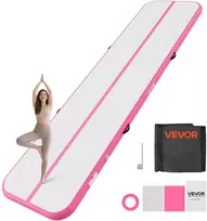 Pripučiamas gimnastikos/jogos kilimas 4 m, storis 10 cm, su elektriniu siurbliu, iki 200 kg, rožinis