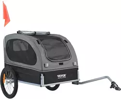 Sulankstoma šunų dviračio priekaba, plieno rėmas, iki 40 kg, juoda/pilka
