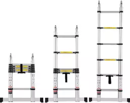 Teleskopinės A formos kopėčios 3810mm, aliuminis, keliamoji galia 170kg, su stabilizavimo strype