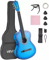 Klasikinė gitara pradedantiesiems 960 mm. nailoninės stygos. su dėklu. diržu. derintuvu. mėlyna