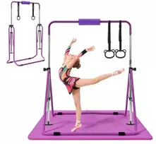 Vaikiška gimnastikos skersinė su kilimėliu, apkrova 63,5kg, sulankstoma, violetinė