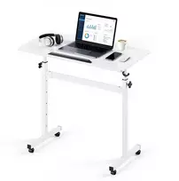 Reguliuojamo aukščio stalas sėdėti/stovėti su 360° pakreipiamu paviršiumi 810 x 410 mm. apkrova iki 25 kg. baltas