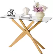 Stiklinis konsolinis staliukas 114,3 x 45,7 x 76,2 cm, grūdintas stiklas, kryžminės metalo kojos
