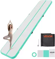 Pripučiamas gimnastikos kilimas 5 m, storis 10 cm, su elektriniu siurbliu, iki 200 kg, žalsvai mėtinės spalvos