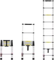 Teleskopinės kopėčios, aliuminis, ilgis 2600mm, keliamoji galia 170kg, neslystančios kojelės