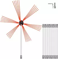 Kamino valymo šepečių rinkinys, 9 m, 9 lanksčios strypų dalys, 1 antgalis