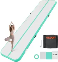 Pripučiamas gimnastikos kilimas 4 m, storis 10 cm, su elektriniu siurbliu, iki 200 kg, žalsvai mėtinės spalvos