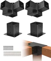 Pergolos laikiklių rinkinys, apie 152 x 152 mm, tinka 92 x 92 mm stulpams, 2 vnt. 4 krypčių kampiniai laikikliai