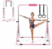 Vaikiška gimnastikos skersinė, sulankstoma, reguliuojamo aukščio, rožinė, apkrova 63,5kg