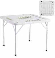 Sulankstomas žaidimų stalas mahjong/dominui 4 žaidėjams, su taurių laikikliais, 900x900 mm, baltas