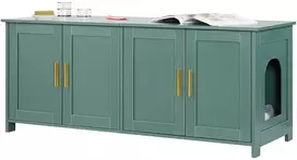 Kačių tualeto dėžės baldas su stalčiumi, 1200 mm, 4 durelės, 2 įėjimai, žalias