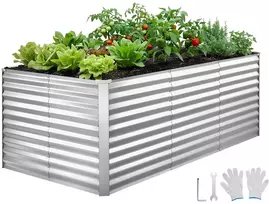 Metalinė pakelta stačiakampė sodo lysvė 2400x1200x860 mm, be dugno, atspari korozijai, daržovėms, gėlėms ir augalams auginti
