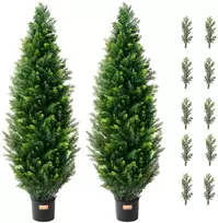 Dirbtinis kedro topiarinis medelis, aukštis 121,9 cm, UV atsparus, vidaus ir lauko dekorui, 2 vnt.