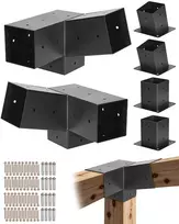 Pergolos tvirtinimo detalių rinkinys, 2 vnt. pasvirusių 3 krypčių laikiklių, apie 101 x 101 mm, tinka 92 x 92 mm sijoms