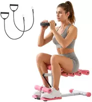 Sulankstomas pritūpimų treniruoklis sėdmenims su 3 elastinėmis juostomis, iki 136 kg, rožinis