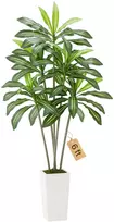 Dirbtinė dracena, 1829 mm, su aukštu baltu vazonu, tropinė palmė vidaus ir lauko dekorui