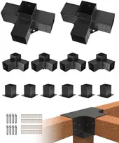 Pergolos laikiklių rinkinys, tinka tikro dydžio 92 x 92 mm medinėms sijoms, 4 vnt. 3 krypčių ir 2 vnt. 4 krypčių laikikliai