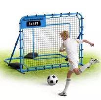 Futbolo atmušimo tinklas 147 x 117 cm. PE tinklas su reguliuojamu kampu ir geležiniu rėmu. sportinėms treniruotėms