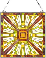 Vitražinio stiklo lango panelė 501x527 mm, stačiakampė vertikali, su grandinėle