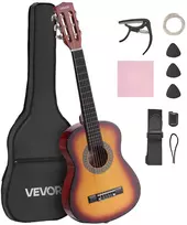 Klasikinė gitara 780 mm. medinė. pradedantiesiems. su dėklu. diržu. derintuvu. sunburst