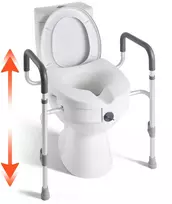 Keliamoji WC sėdynė su porankiais, aliuminio rėmas, apkrova iki 159 kg, pakėlimas 127 mm