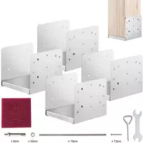 Medinių stulpų atramų komplektas, 4 vnt., 203 x 203 mm, anglinio plieno pagrindai medinių stulpų, turėklų, terasų tvirtinimui
