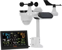 Belaidė meteorologinė stotelė su saulės baterija, 7,9 col. spalvotas ekranas, 7 in 1, iki 150 m
