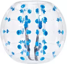 Pripučiamas zorbo kamuolys susidūrimams, 1,2x1,03 m, PVC, skaidrus, mėlyni taškai