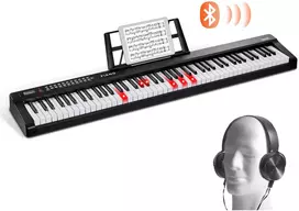 Skaitmeninė klaviatūra. 88 pusiau svertiniai klavišai. standartinio dydžio. 1000 garsų. Bluetooth