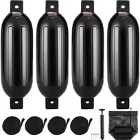 Pripučiami valties bamperiai, 4 vnt., PVC, 21,6x66 cm, su pompa ir virvėmis