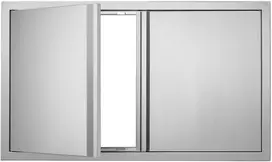 Lauko virtuvės dvivėrės durys, nerūdijančio plieno, 914x534x45 mm, su rankena