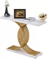 Siauras stalas už sofos, prieškambario staliukas, metalo rėmas, 100x30x81 cm